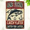 Vintage Metal Wall Sign Fishing Decor for Garage