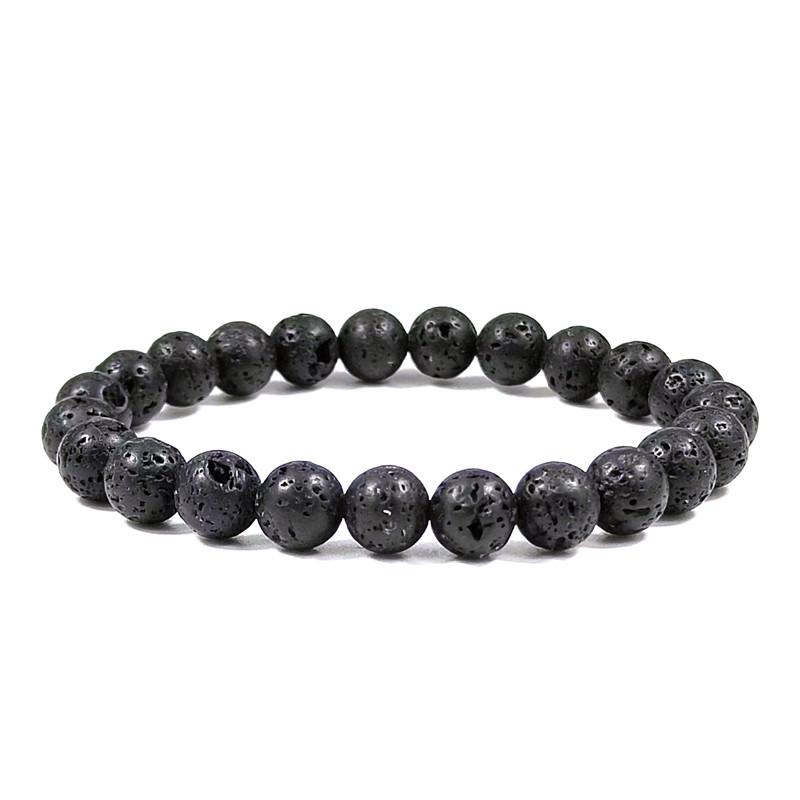 8mm Unisex Elastic Bracelet with Tiger Eye & Volcanic Stone