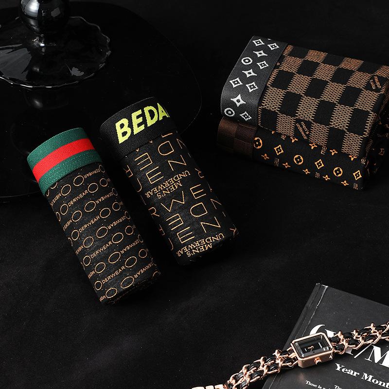 Large Size Men'S Panties Modal Boxers Mid-Rise Boys' Quad Pants Printed Men'S Shorts