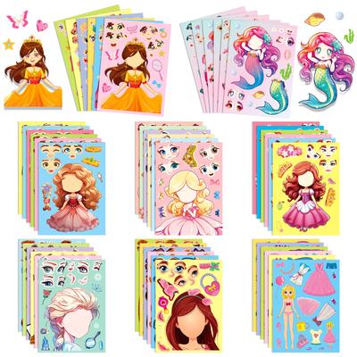 6-48 Bilder/Bao Prinzessin Gesichtswechsel Puzzle Aufkleber Cartoon Prinzessin Gesichtswechsel Mach ein Gesicht Spielzeug Puzzle Aufkleber