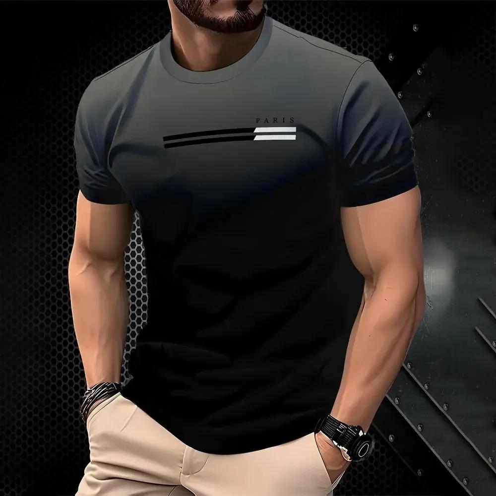 Summer gradient printed men's T-shirt