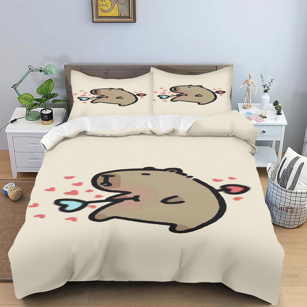 Cartoon Capybara Quilt Cover Skin-Friendly And Breathable Duvet Teenager Fluffy Warm Cuddly Comforter Warmth Bedding