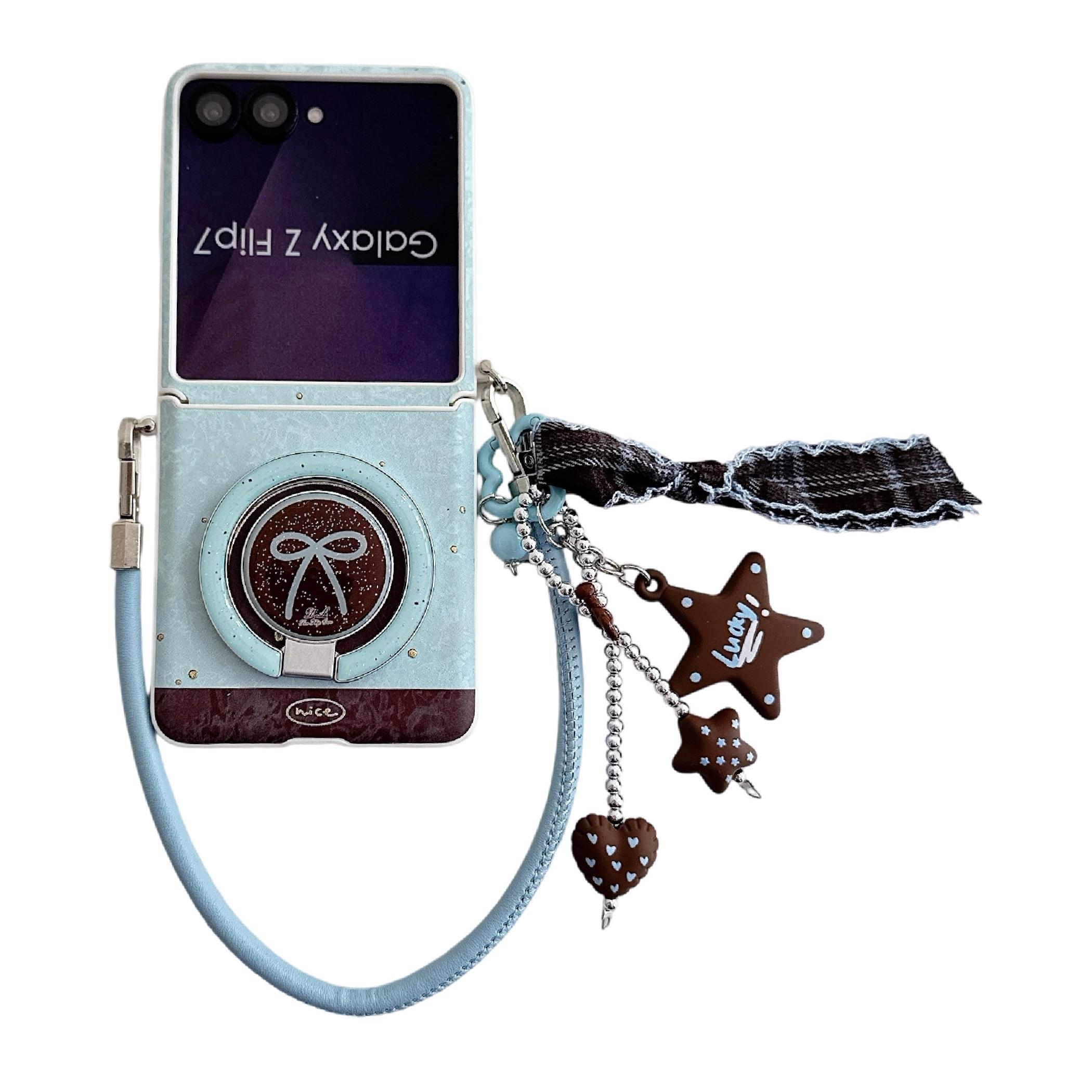 

Magnetic Stand Start Wrist Strap Fashion PU Leather Cute Phone Case for Samsung Galaxy Z Flip 7 FE 6 5 4 3 Protective Cover Galaxy Z Flip7 FE