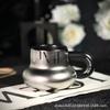 Creative Dun Dun Cup Big Belly Cup Ceramic Mug Chubby Handlebar Cup High Value Titanium-Plated Dark Silver Scrub
