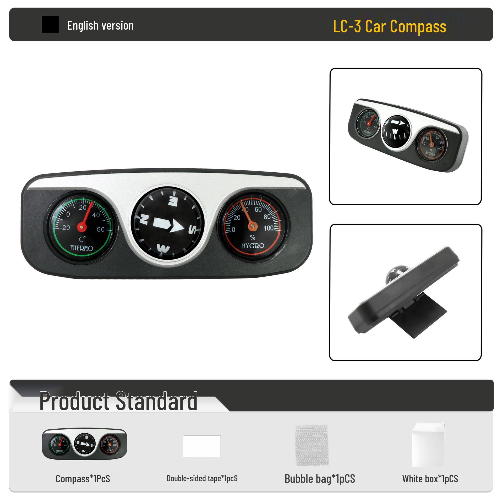 Многофункциональное автомобильное украшение LC-3: Компас, Термометр, Гигрометр