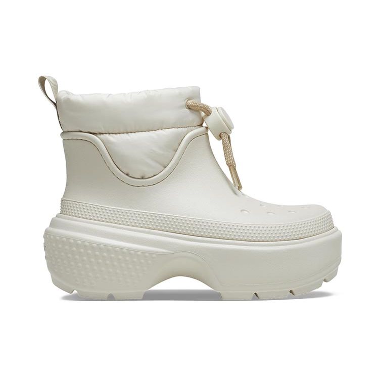 Crocs Bocanci de zăpadă călduroși Stomp cu pompon, bocanci scurți de zăpadă, cizme de damă, gri ciment 209324-160
