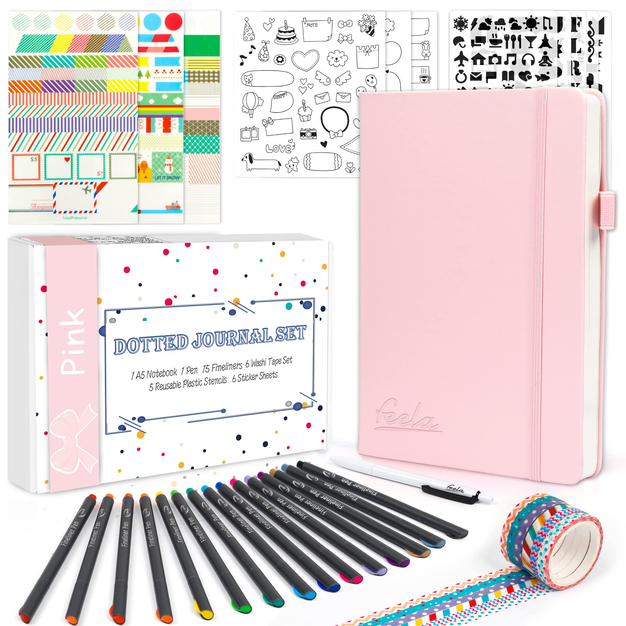 

Feela Bullet Journal Synthetic A5 Dot Pen В комплекте блокнот, кожа, размер, сетка, (розовый) розовый