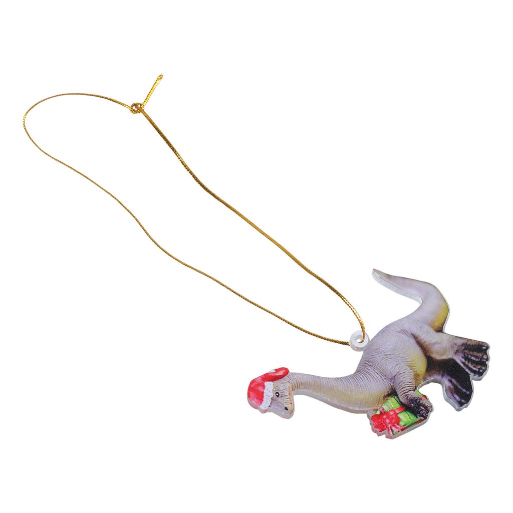 Christmas Tree Decorations Cute Dinosaur In Christmas Hat Figurine Decors Hanging Acrylic Pendant Ornaments Crafts Gift