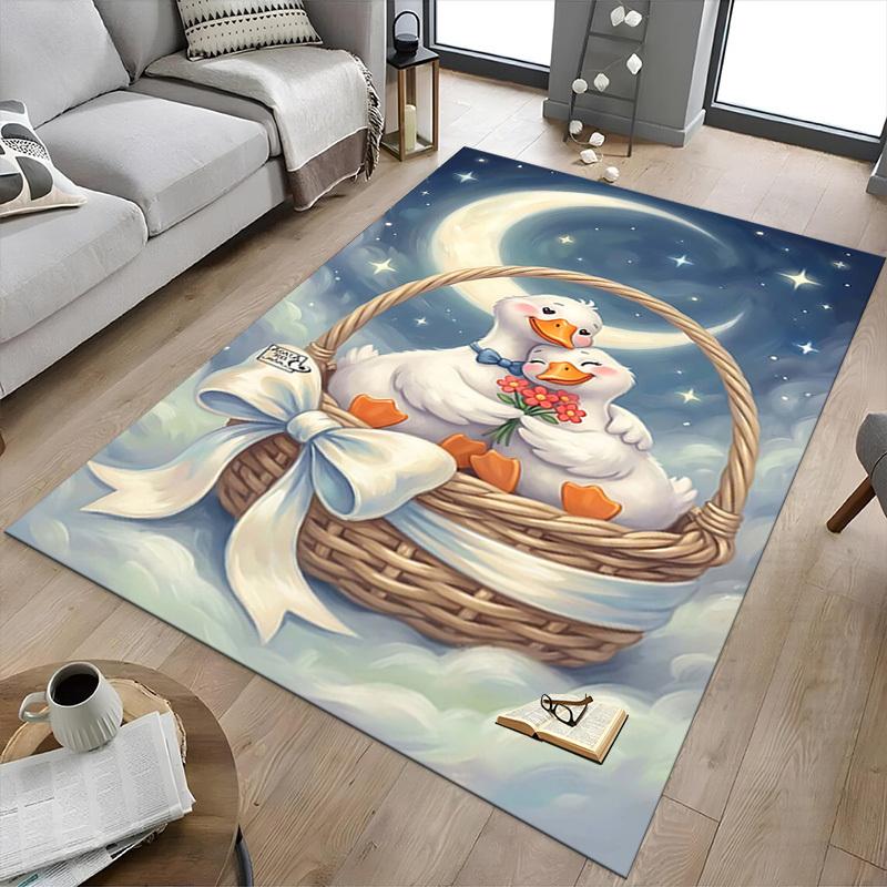 1PC Ducks Basket Non-Slip Floor Carpet Compatible for Office&Living Room&Bedroom&Dining Room - Flat - Weave Machine-S0366