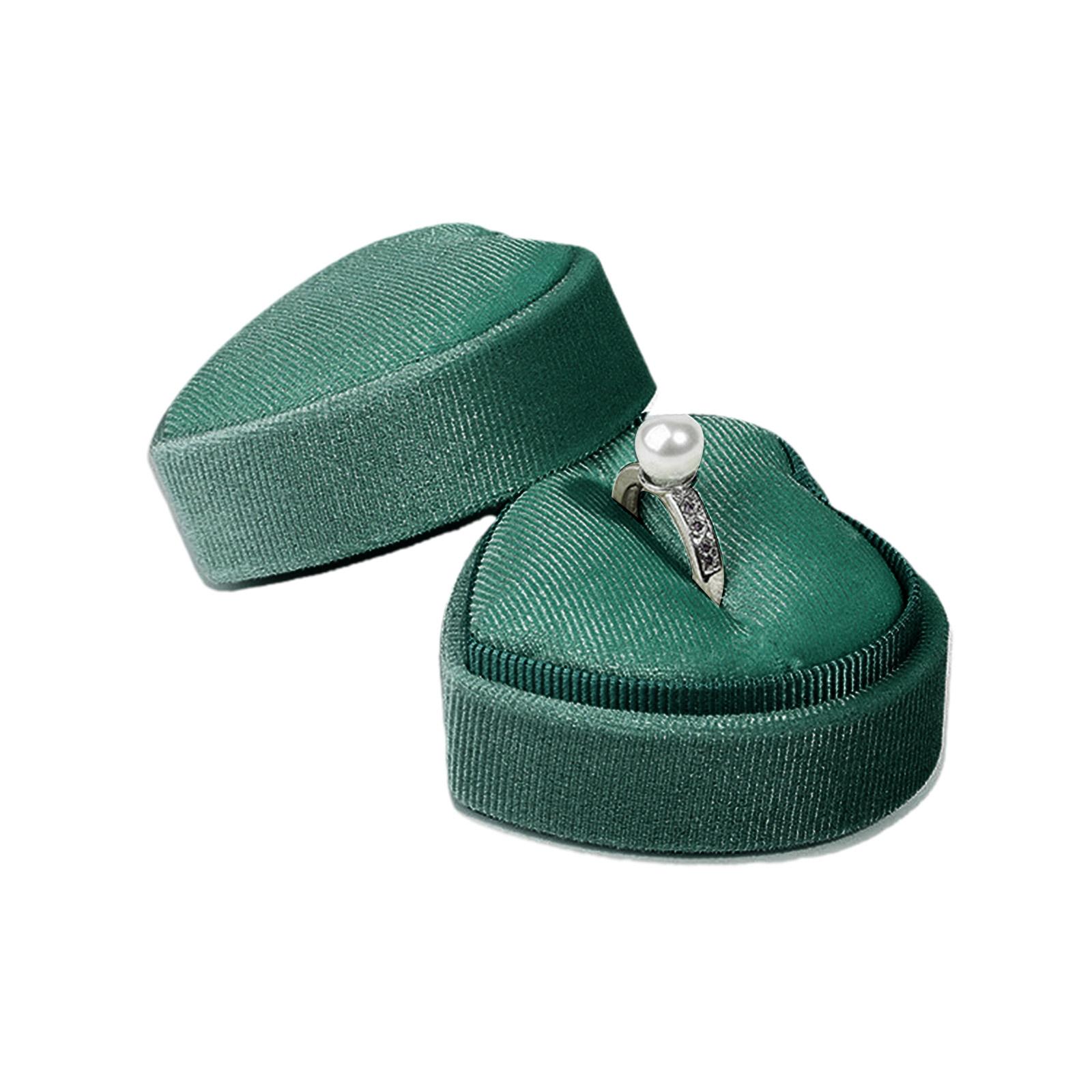 

Valentines Day Gift Pink Green Heart Shape Ring Box Proposal Wedding Ceremony Flannelette Cases for Ring Earring Jewelry 1