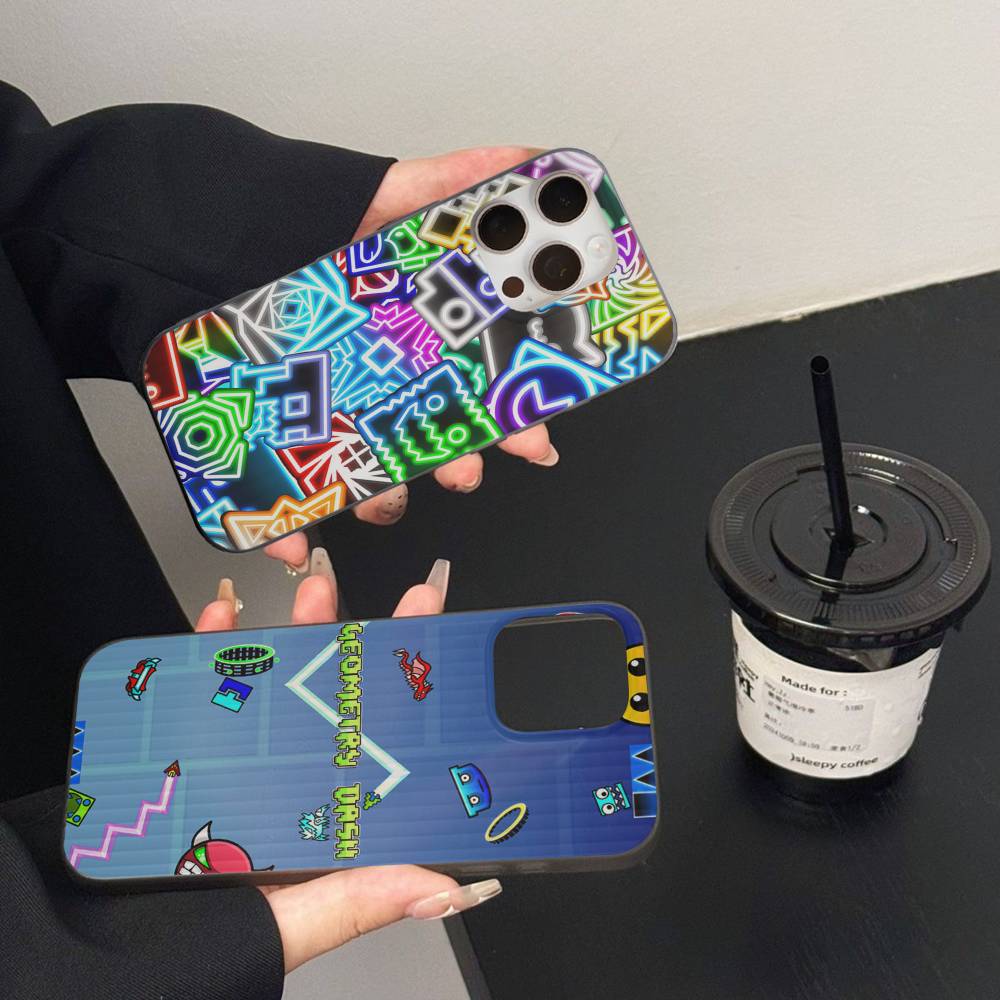 Game Geometry Dash For IPhone 16 15 11 12 13 14 17 Pro Max PLUS Pro Soft Corrugated Silicone Back Phone Case