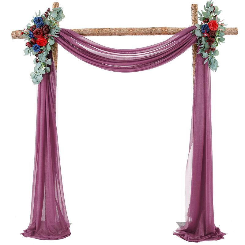 Forest Style Wedding Arch Decoration: Outdoor Lawn Chiffon Gauze Curtains