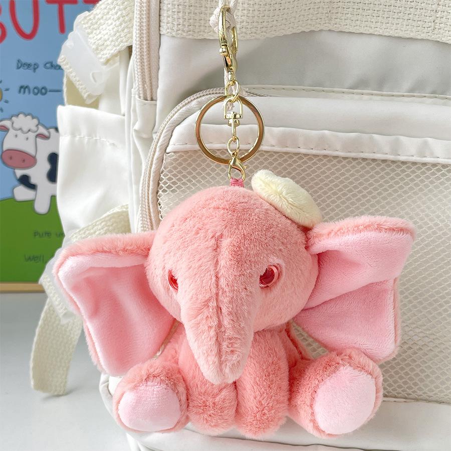 

The Same Cute Baby Elephant Plush Doll Girl Heart Cute Bag Pendant Handmade Keychain About 11.5cm