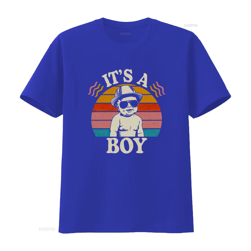Retro Cool Baby Boy T Shirt Pregnancy Reveal for Moms Fun Its A Boy with Sunset Print Stylish Gender vintage Washed