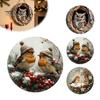 Wooden Hanging Sign for Wall Winter Bird Sign, Rustic Decorative Plaque with Animal Decor Rope, 2D Flat Art Christmas Holiday Home Door
