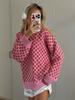 Strawberry Jacquard Sweater Women 2026 Fall Winter New Crew Neck Pullover Knit Top Loose Print