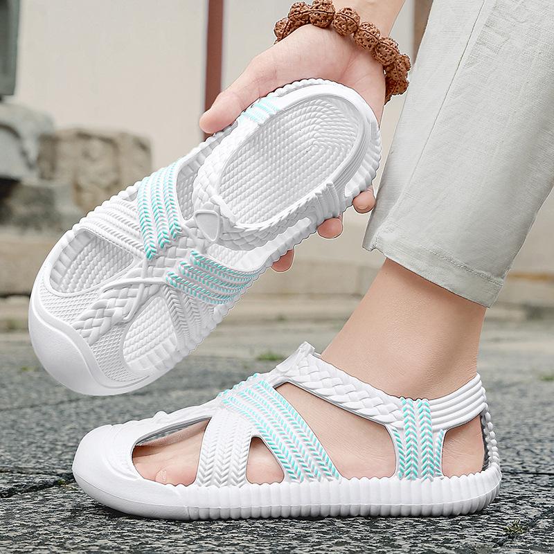 

Summer fashion beach shoes casual breathable soft bottom cool slippers retro personalized outer wear travel bag head comfortable sandals 38
