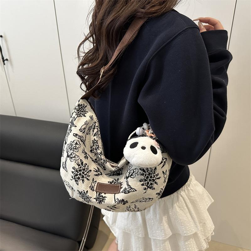 Casual Large-capacity Bag Women's 2025 New Fashion Commuter Shoulder Bag College Student Class Bag Tote Bag