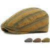 HT4785 Beret Cap Men Women Spring Summer Sun Hat Vintage Striped Artist Painter Beret Hat Male Female Ivy Flat Cap Mens Berets