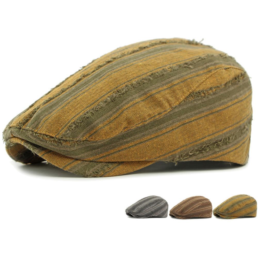 Freedom Outdoors Men's Ht4785 Beret Cap Wo Spring Summer Sun Hat Vintage Striped Artist Painter Beret Hat Fe Ivy Flat Cap Berets 55-59Cm