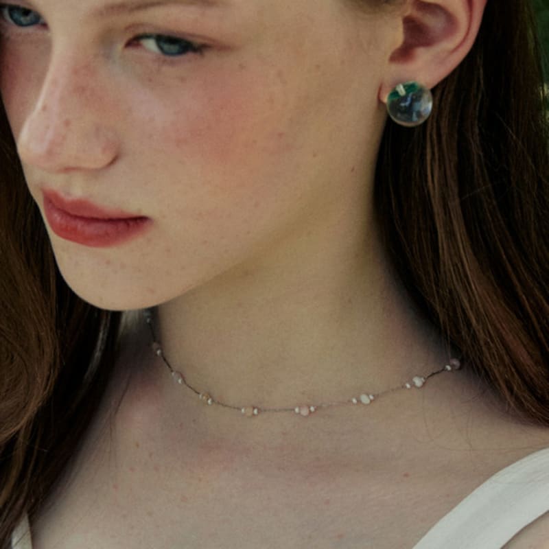 

ADAUL Color mini stone necklace - 2color Blue