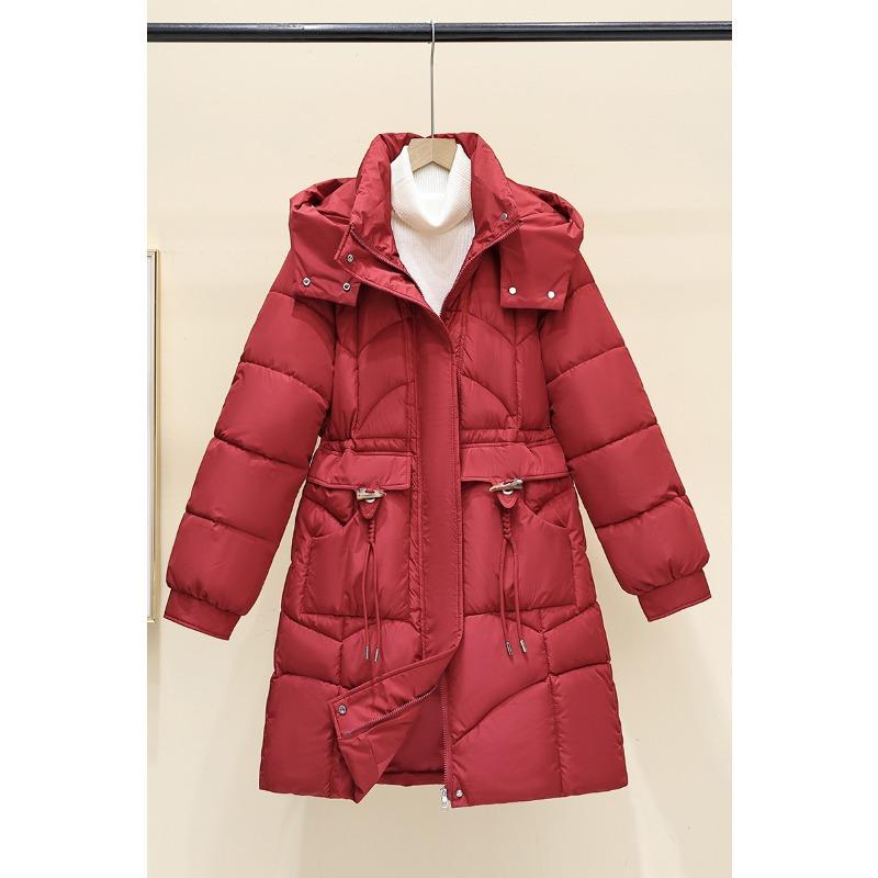 Cotton clothes women's winter long horn buckles medium thickened cotton clothes new cotton clothes jacket