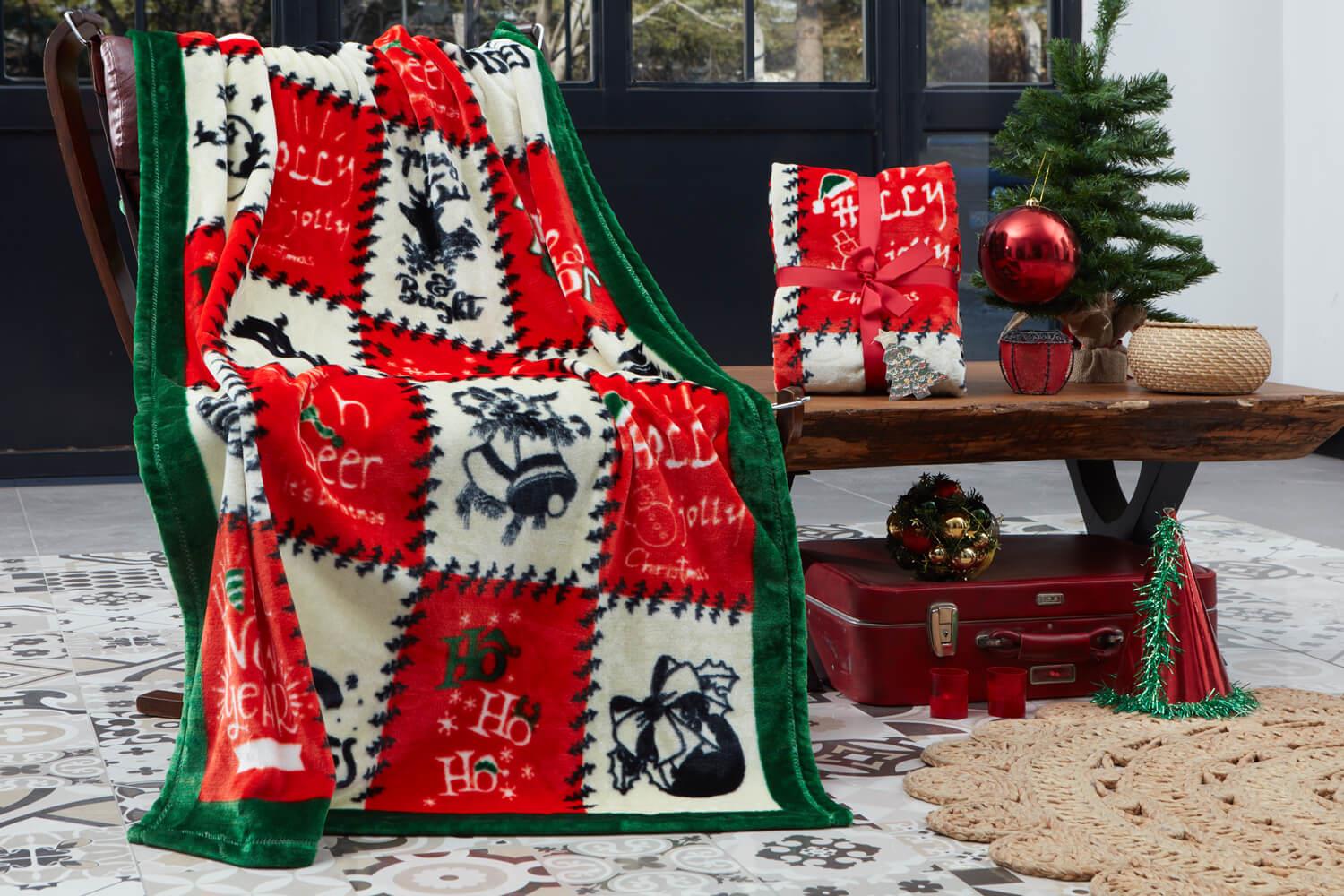 

Одеяло для телевизора Dolce Bonita Home Wellsoft 3D Holly Jolly, красное