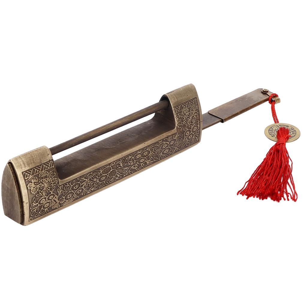 Chinese Antique Lock Retro Spacing 9cm/3.5in Classic Pattern Brass Horizontal Padlock Lock for Gift