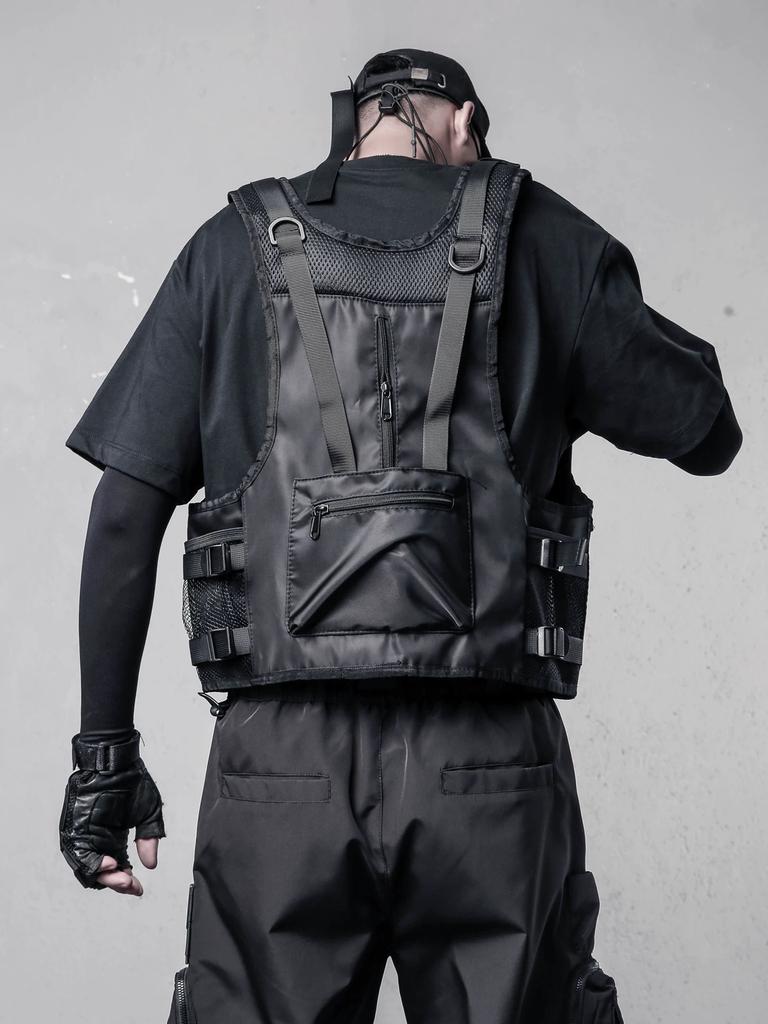 Gilet tattico funzionale impermeabile da esterno con tasche cargo da uomo e donna, stile techwear, senza maniche
