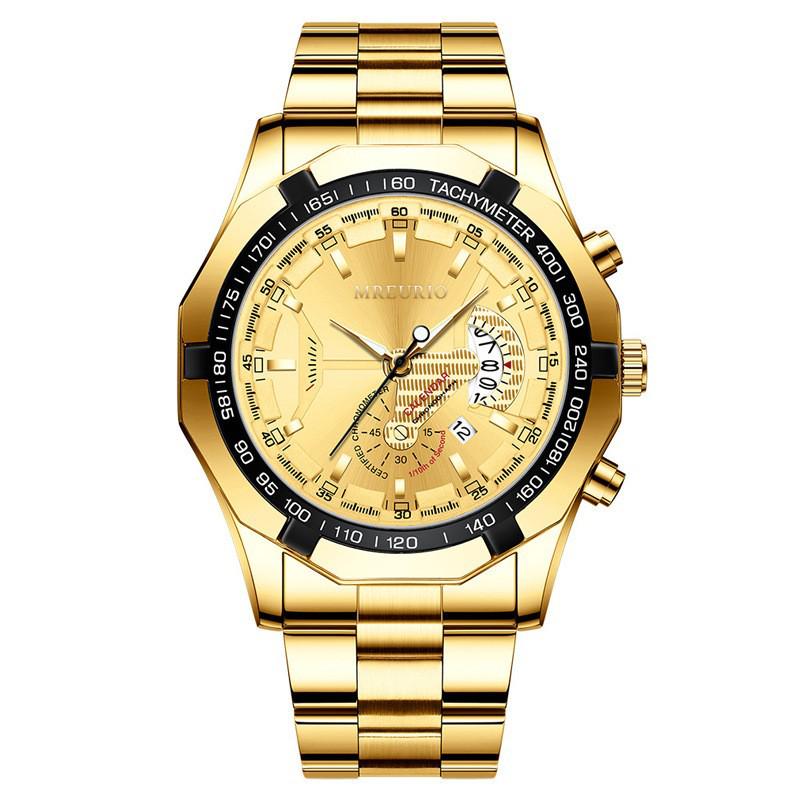 Men's Oversized Creative Calendar Steel Band Watch with Large Dial