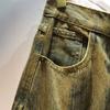 European Station Autumn Clothing New High Waist Skinny Painted Multi-Pocket Wide Leg Straight Jeans Trousers Women's Pants