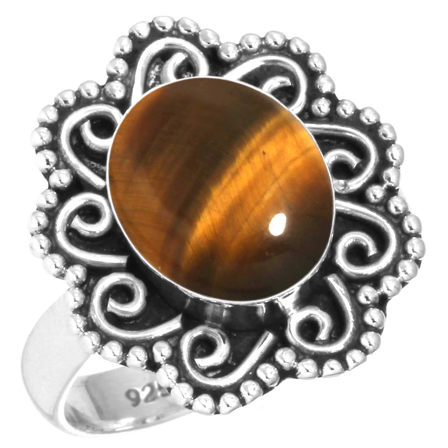 

Кольцо из стерлингового серебра 925 пробы Женское Драгоценный камень Ручная работа Ювелирное изделие Подарок на День дружбы Малахит Лунный камень Розовый кварц Красный камень Дымчатый топаз Тигровый глаз Коктейльное 8.5 глаз тигра