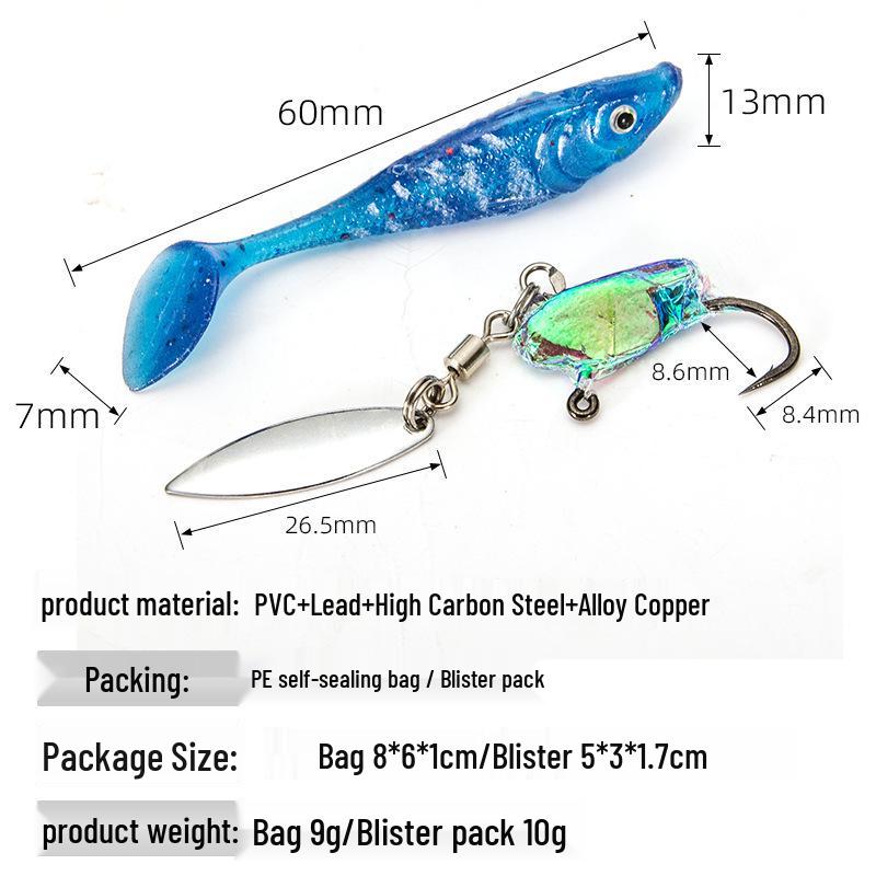 6cm Sinking T-tail Soft Bait Lure with Sequins - Bionic Fish Shape Lead Head