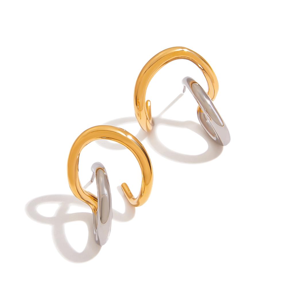 Yori 18K Gold Plated Stainless Steel Twisted Geometric Ear Studs for Women Hypoallergenic Waterproof Fashion Earrings