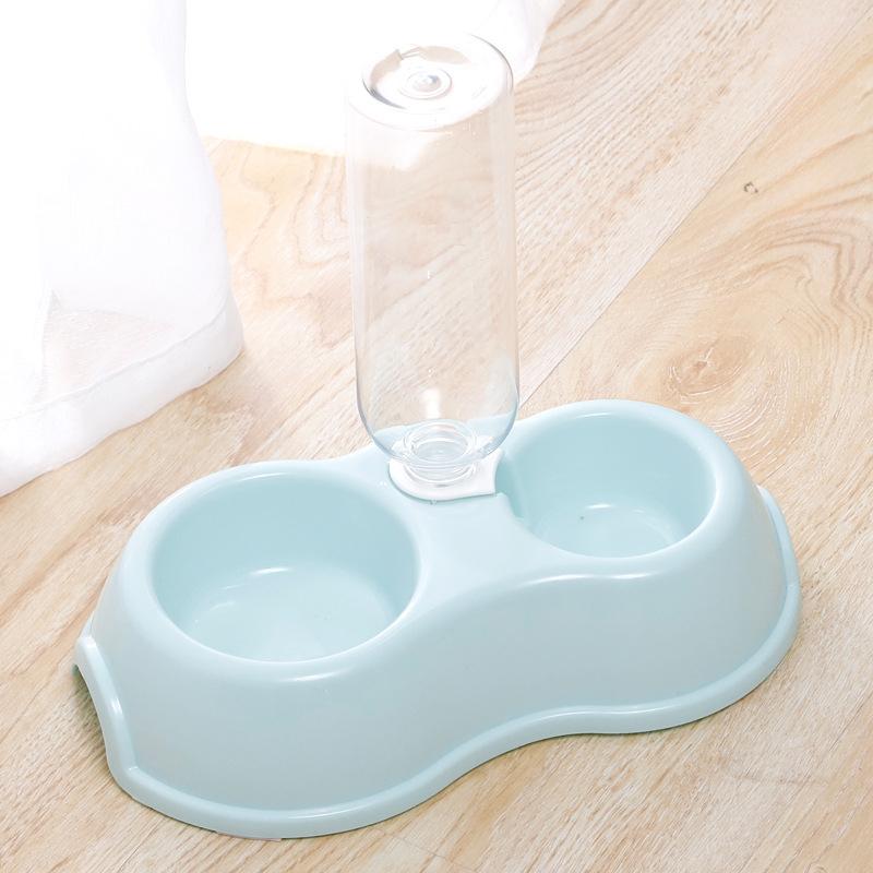 Pet Drinking Bowl Feeder Double Bowl Plastic Automatic Drinking Bottle