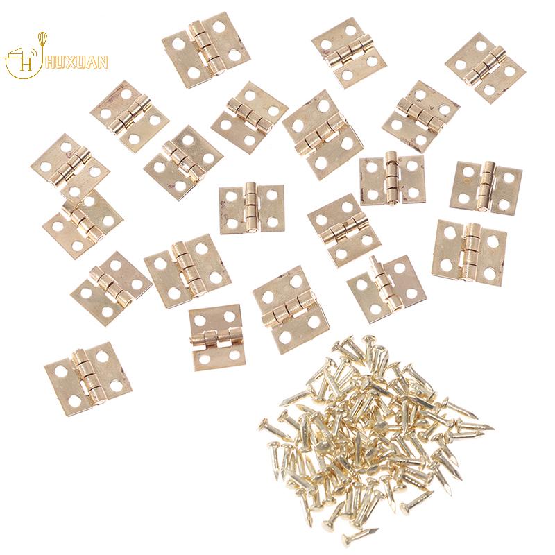 20 Stück Schranktürscharniere Messingbeschichtet Mini Scharnier Klein Dekorativ Schmuck