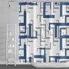 Modern Geometric Shower Curtain Blue Waterproof Shower Curtains Polyester Bath Curtain Bathroom Textured Fabric Machine Washable
