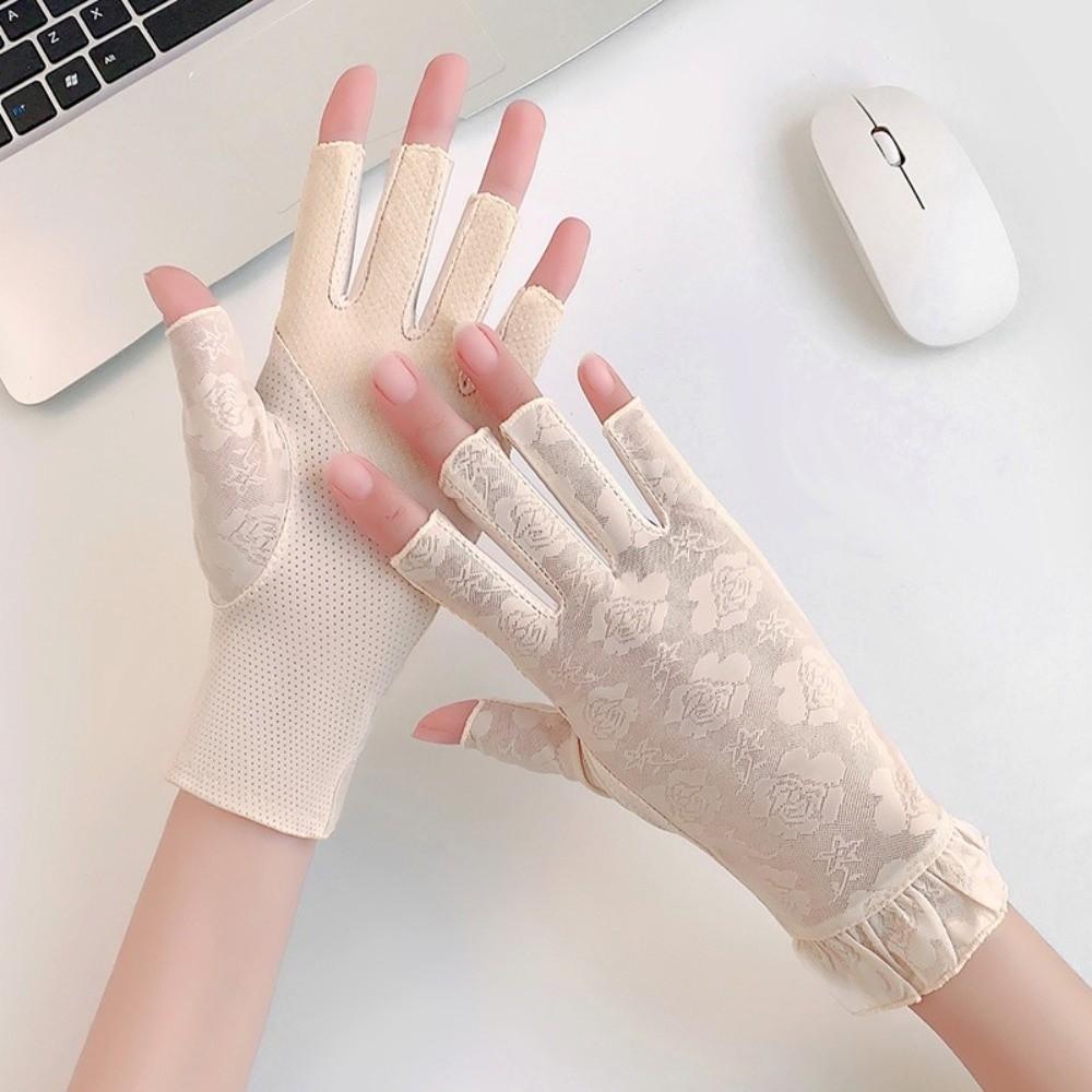 Non-slip Exposed Finger Gloves Thin Half-finger Gloves New Sun Protection Gloves  Women