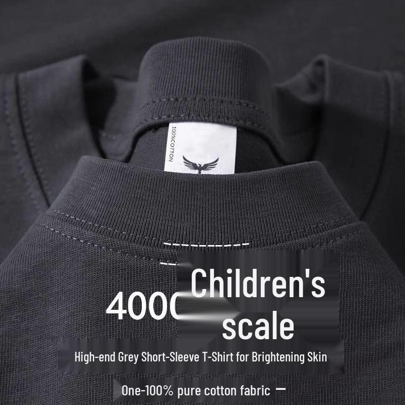 400g Heavyweight Pure Cotton Unisex Short Sleeve T-shirt - Thick, Opaque, American Style, Loose Fit, Small Collar, Plus Size.