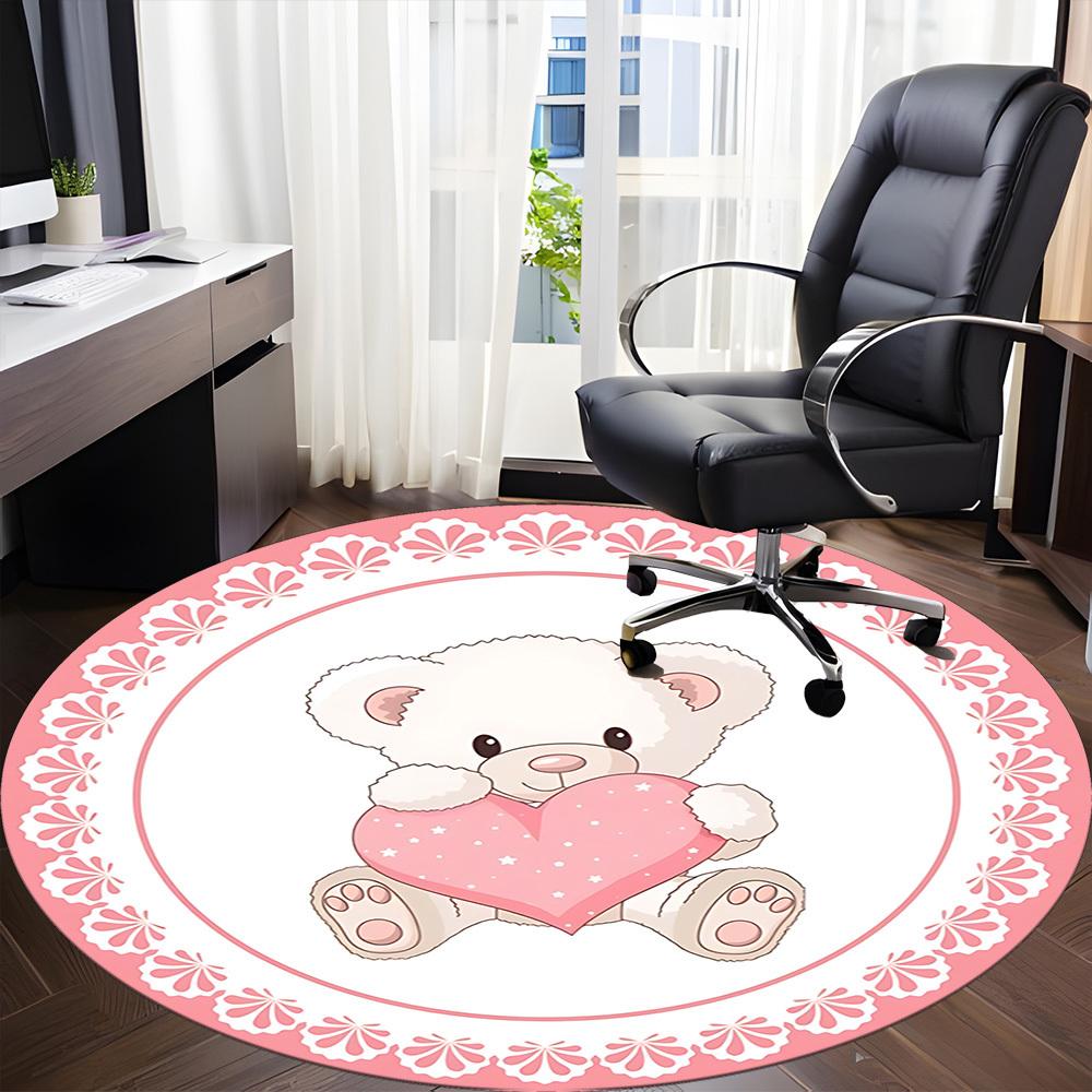 1pc Teddy HeartChair Carpet for Office, Indoor Non-Slip Washable Polyester Fiber Carpet, Mat For Office, Machine Washable