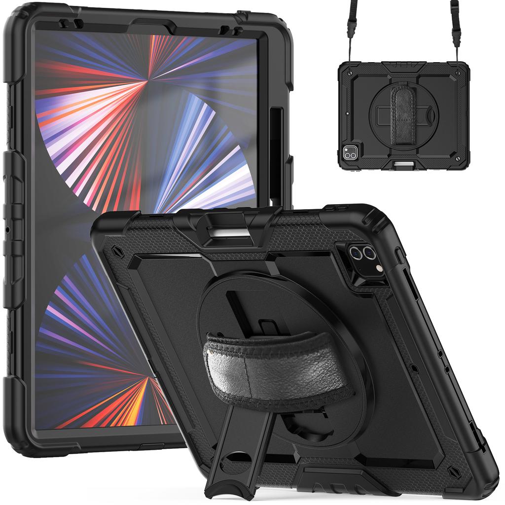 Armor Stand Case Universal for IPad Pro12.9 2018 2020 2021 2022 3rd 4th 5th 6th Gen Hybrid Cover with Screen Protector 3-Layers