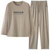 Pajamas Men'S Spring And Autumn Autumn Cotton Long Sleeve Casual Loungewear Autumn Men'S Crew Neck Large Size Two-Piece Set