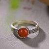 Adjustable Vintage Ethnic Style Red Agate Cloud Ruyi Ring Women Men Copper Jewelry With Retro Geometric Design