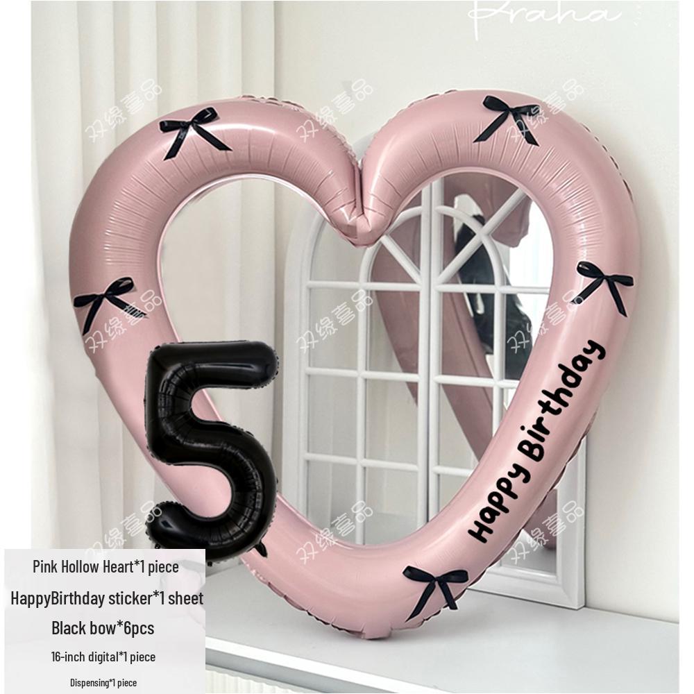 Pink Heart Cutout Balloon Photo Frame for First Birthday & Milestone Celebrations