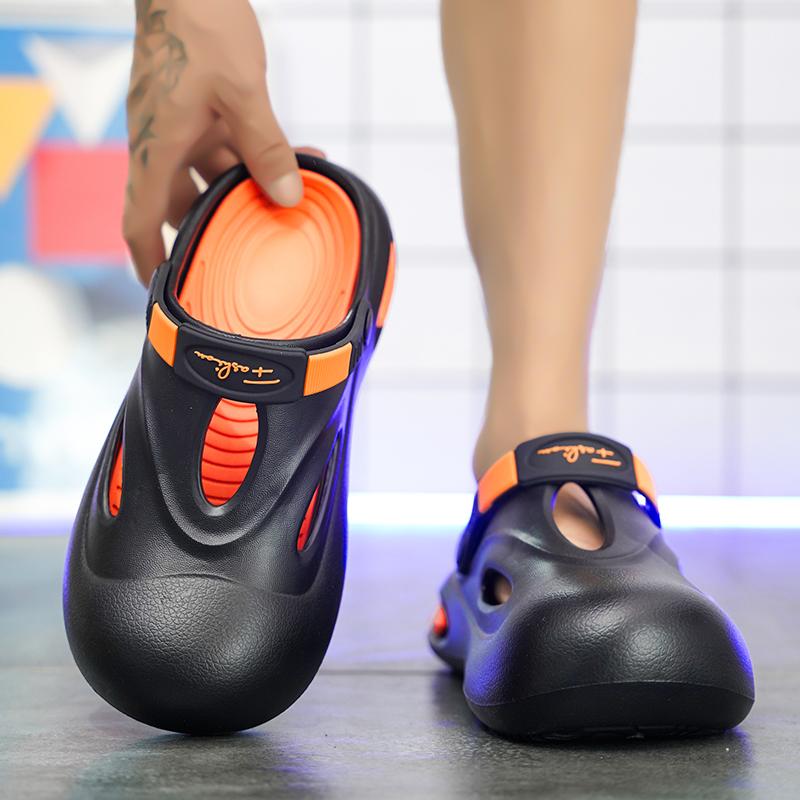 38-45 Men's Plus Size Simple and Fashionable Indoor Toe Slippers Outdoor Beach Shoes Perforated Shoes