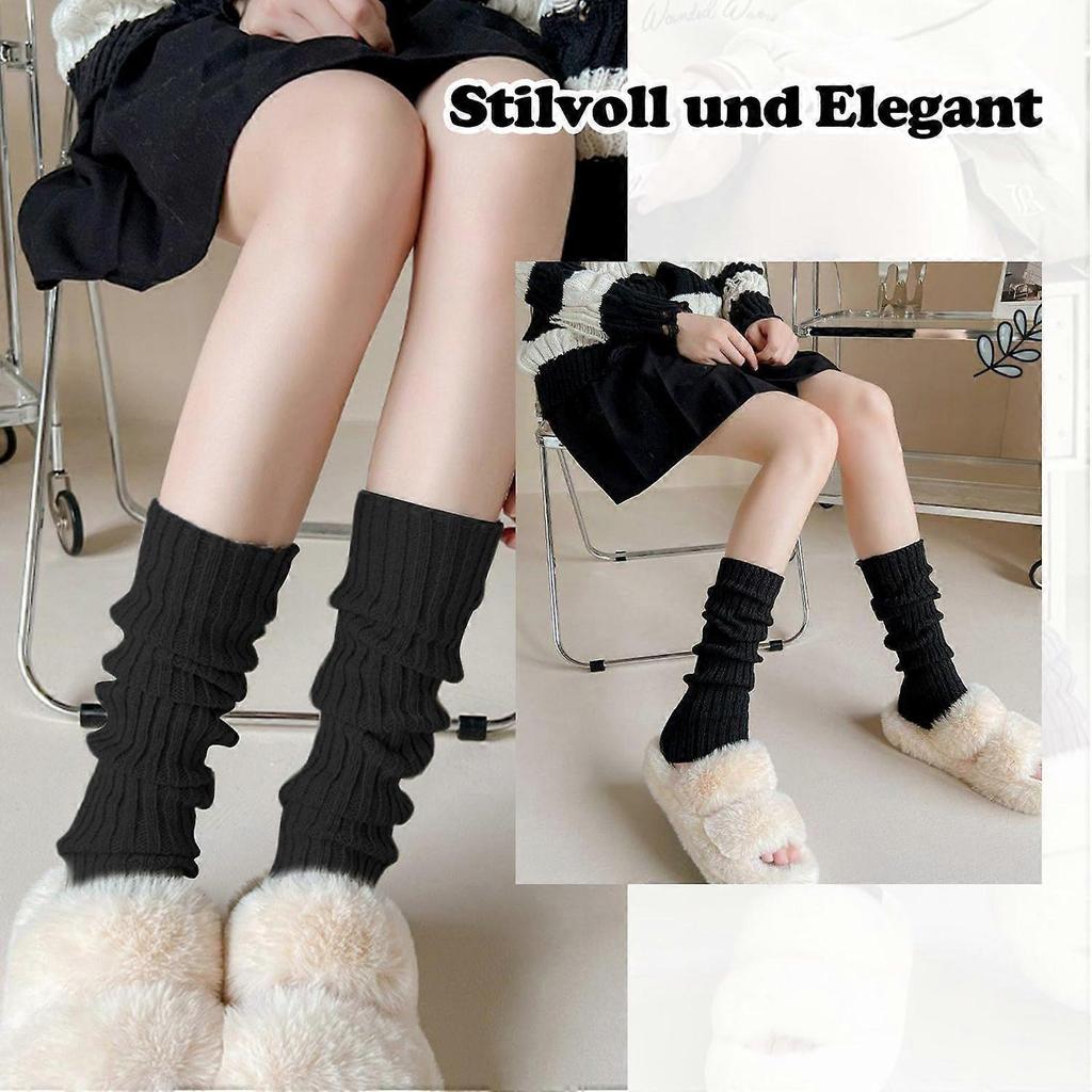 Damen Strick-Beinstulpen, gemütliche und stilvolle Beinstulpen, perfekt für Wintermode schwarz/grau