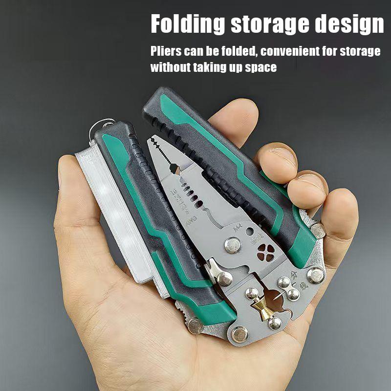 

Складні стрипери для дроту з функцією вимірювання електрики 4 в 1 плоскогубці для зачистки дроту для різання, витягування дротів one size