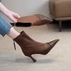 2026 Fall/Winter New Pointed Toe Side Zip Booties Block Heel American Chelsea Skinny Boots