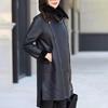 Autumn Winter Women's Leather Coat Thick Warm Mid-length Fleece-lined PU Leather Coat