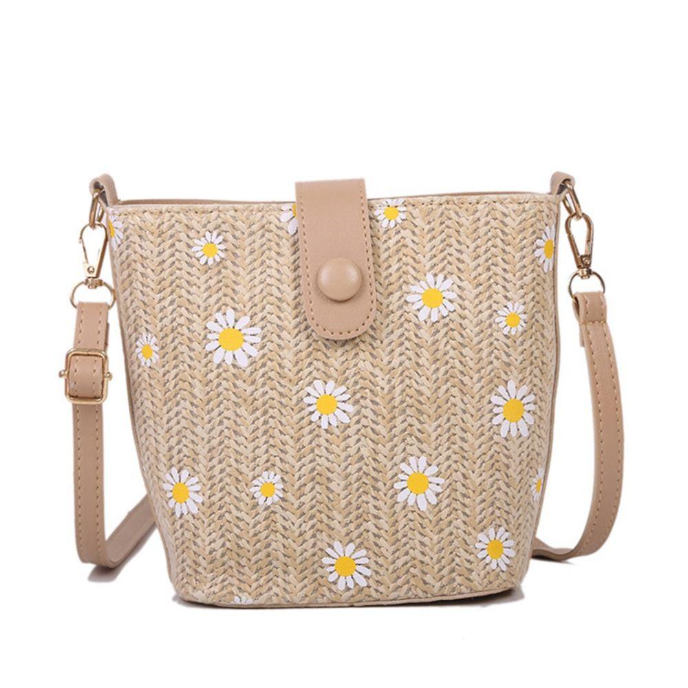 New Woven Shoulder Bag Large Capacity Handmade Knitted Crossbody Bag Summer Beach Straw Bag